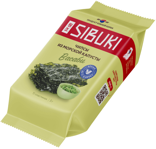 Чипсы из морской капусты, Sibuki «Васаби», 5 г