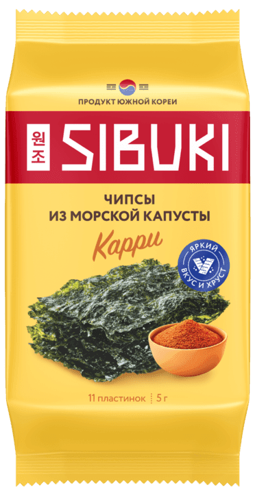 Чипсы из морской капусты, Sibuki «Карри», 5 г