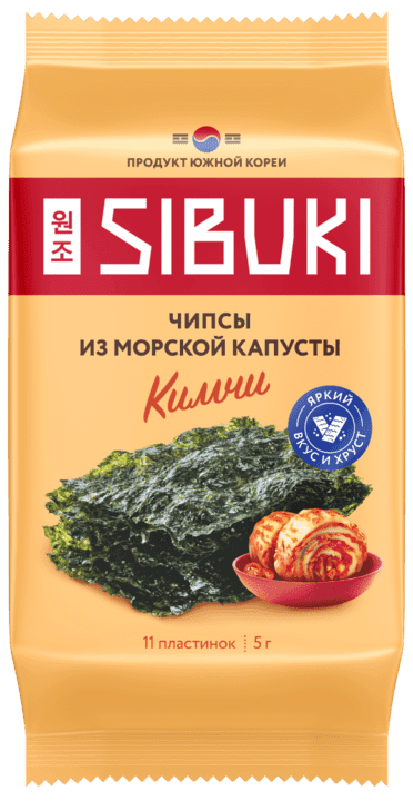 Чипсы из морской капусты, Sibuki «Кимчи», 5 г